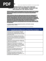 K (If Applicable) - Component Auditor Related Parties Communication - Dong-Yu - 2022