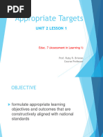 Unit 2 Lesson 1 Appropriate Targets