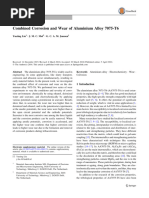 Combined Corrosion and Wear of Aluminium Alloy 7075-T6