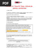 ? Semana 14 - Tema 01 Tarea - Artículo de Opinión Versión Final (Terminado - )