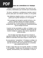 Carta para Un Compañero de Trabajo