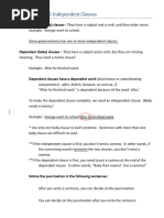 Dependent and Independent Clauses - Answers