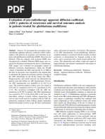 Evaluation of Pre-Radiotherapy Apparent Diffusion Coefficient (ADC) Patterns of Recurrence and Survival Outcomes Analysis in Patients Treated For Glioblastoma Multiforme