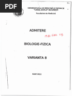 Fac Medicina Iulie 2022 Var 8-Biologie-Fizica