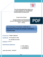 Les Techniques D'analyses Médicales Au Laboratoire D'analyse de Biologie Médicale EL KARAOUYINE - Salma LAKHSASSI