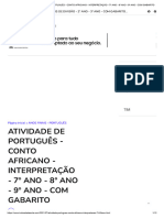 Atividade de Português - Conto Africano - Interpretação - 7º Ano - 8º Ano - 9º Ano - Com Gabarito