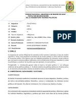 "Universidad Nacional Amazónica de Madre de Dios" Facultad de Educacion Silabo de La Asignatura Teorias Politicas