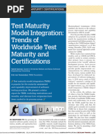 Test Maturity Model Integration Trends of Worldwide Test Maturity and Certifications