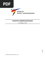 World para Taekwondo Athlete Classification Rules October 1 2020