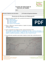 Processo de Fabricação II - Exercicio