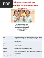 STEM Education and The Opportunities For The Sri Lankan Students - A - Nithlavarnan