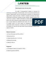 Determinação Do Teor de Cloro Ativo em Uma Solução de Cloro