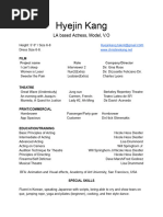 Hyejin Kang Actor Resume