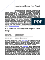 Le Développement Cognitif Selon Jean Piaget. Les Stades Du Développement Cognitif Selon Piaget