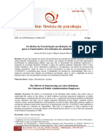 Os Efeitos Da Terceirização Nas Relações de Trabalho para Os Funcionários Terceirizados Da Administração Pública