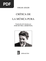 Crítica de La Música Pura - Oskar Adler