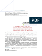 Macroeconomics: A General Analysis of Indicators Affecting The Investment Environment in The Republic of Armenia