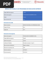 SNIES Informacion - PROGRAMA - 102357 GOBIERNO LOCAL