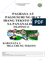 Filipino 11 3rd Quarter 2nd Sem Lesson 1 6 MGA URI NG TEKSTO IMPORMATIBO DESKRIPTIBO NARATIBO PROSIDYURAL PERSUWEYSIB ARGUMENTATIBO 2