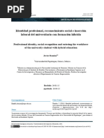 Identidad Profesional, Reconocimiento Social e Inserción Laboral Del Universitario Con Formación Híbrida