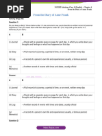 NCERT Solutions For Class 10 English First Flight Chapter 4 From The Diary of Anne Frank