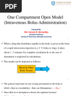 One Compartment Open Model (Intravenous Bolus Administration)