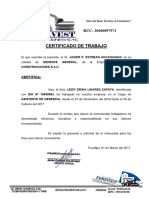 Certificado de Trabajo - Ferjavert Construcciones S.A.C.