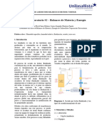 Informe de Laboratorio Balance de Materia y Energia