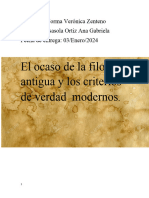 El Ocaso de La Filosofia Antigua y Los Criterios de Verdad Modernos Ana Gabriela Casasola Ortiz