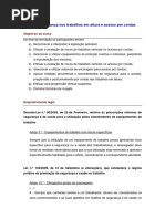 Curso de Segurança Nos Trabalhos em Altura e Acesso Por Cordas