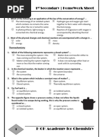 1 Secondary - Homework Sheet: H Oh Academy For Chemistry