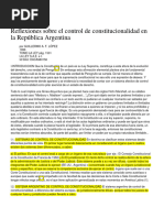 Reflexiones Sobre El Control de Constitucionalidad en La Rep+ Blica Argentina