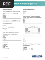 Wonderlic Basic Skills Test Sample Questions