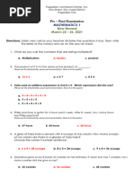 Mathematics Pre Final Exam