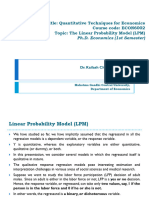 Course Title: Quantitative Techniques For Economics Course Code: ECON6002 Topic: The Linear Probability Model (LPM)