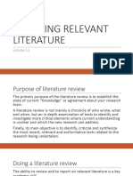 Selecting Relevant Literature: Lesson 11