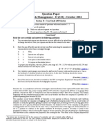 Question Paper Financial Risk Management - II (232) : October 2004