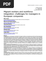 Migrant Workers and Workforce Integration: Challenges For Managers in European Companies