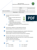 Ficha de Treino MAT5 Numeros Naturais