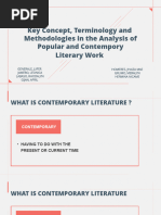 Key Concepts, Terminology, Methodologies in The Analysis of Popular and Contemporary Literary Work