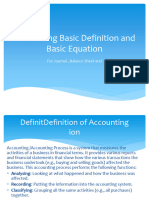 Accounting Basic Definition and Basic Equation: For Journal, Balance Sheet and