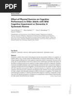 (Review) Effect of Physical Exercise On Cognitive Performance in Older Adults With Mild Cognitive Impairment or Dementia