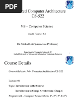 Lecture-01, Adv. Computer Architecture, CS-522