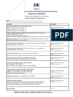 Análise Curricular Curso de Especialização em Oftalmologia