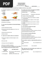 Examen Ciencias Segundo Periodo