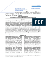 Prevalence of Dysmenorrhoea and Its Associated Factors Among Female Medical Students at Kampala International University Western Campus