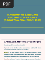 Taxonomy of Language Teaching Techniques (Crookes & Chaudron, 1991)