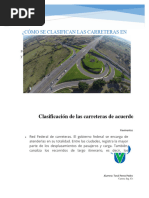 Clasificacion de Las Carreteras de Acuerdo A La SCT 2018.