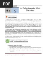 An Exploration On The School Curriculum: Field Study 1 Learning Episode