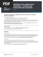 Continuing International Student Visa Application Checklist